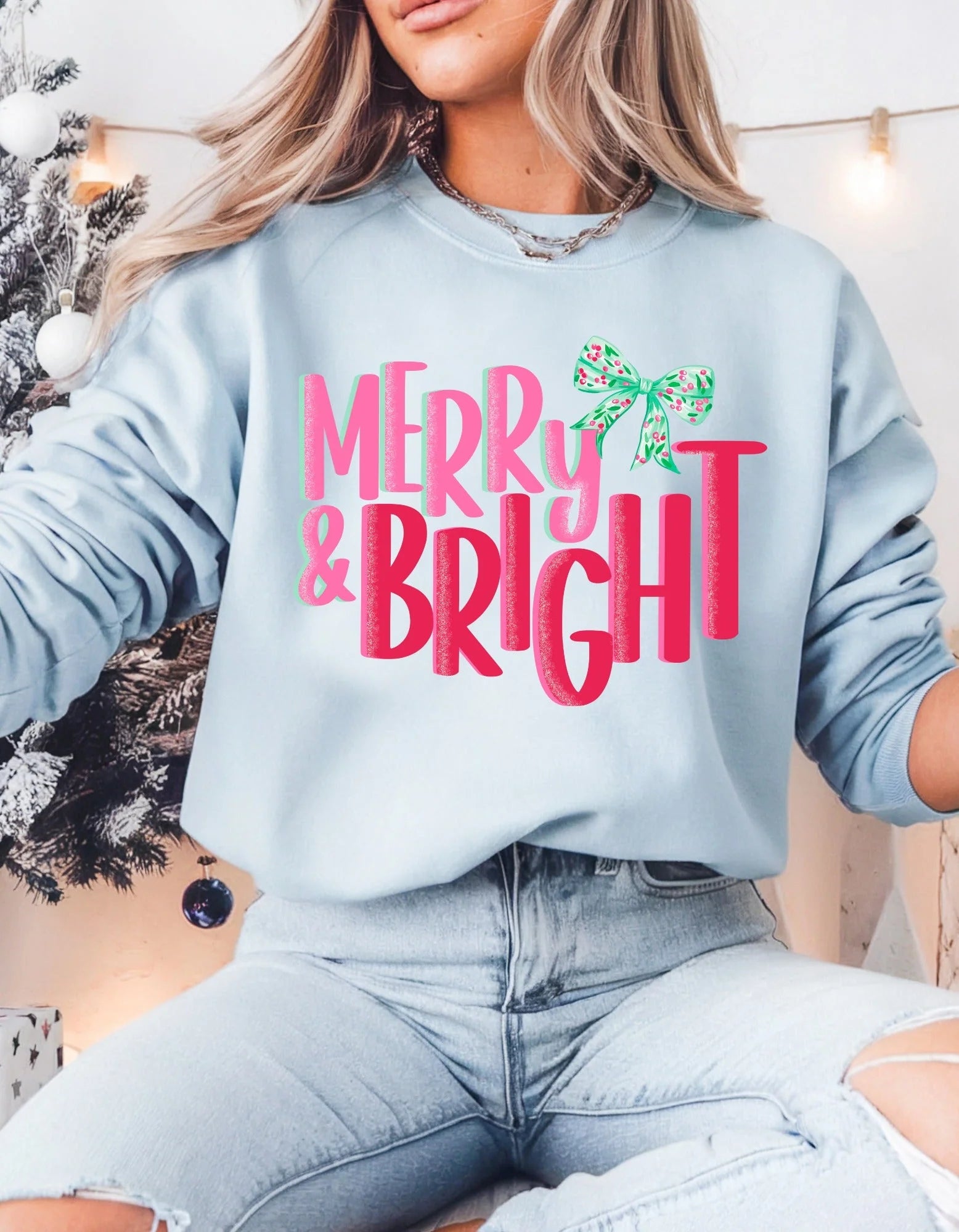 Merry and Bright bow graphic