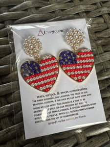 American flag pearl dangles