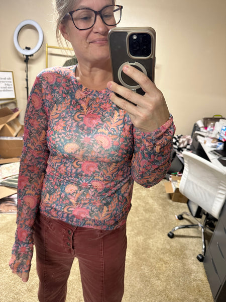 Boots and bloom mesh tops