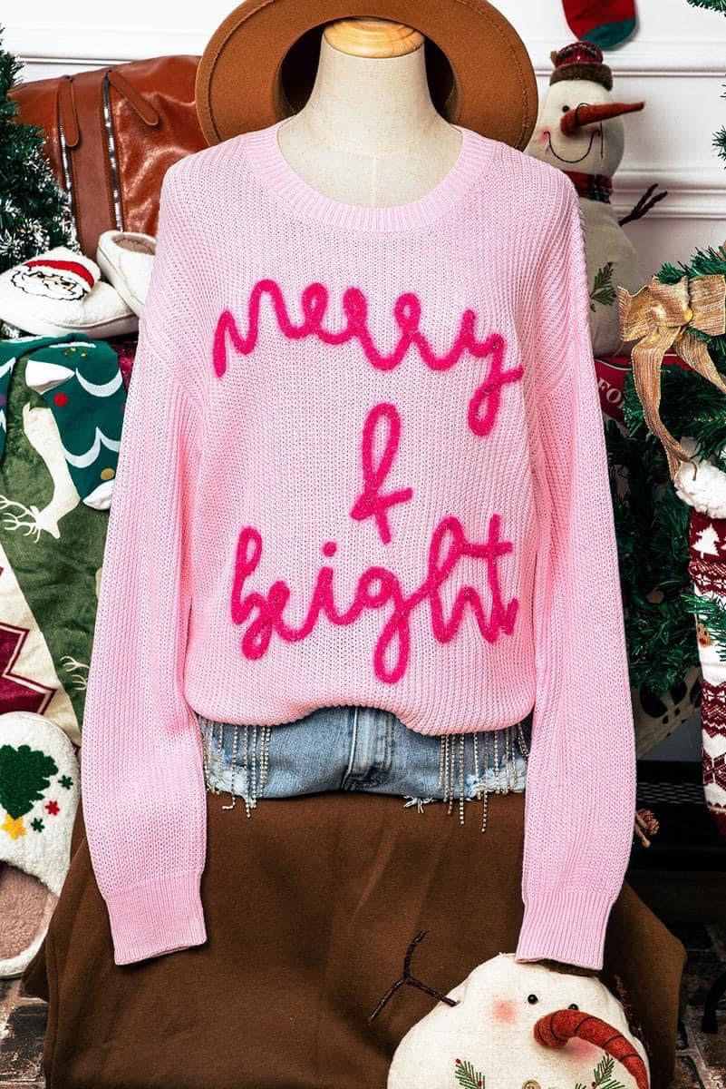 Merry and bright pink sweater
