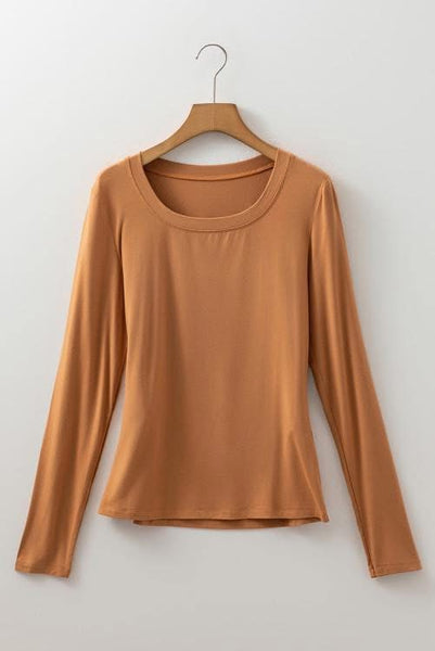 U neck long sleeve top