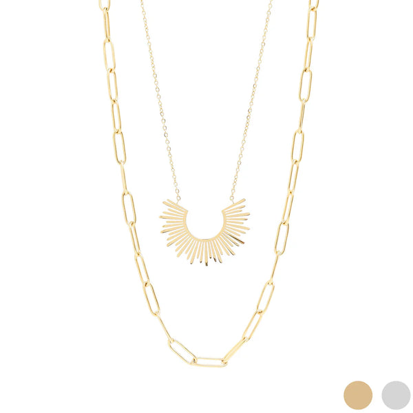 Paperchain sunburst layered necklace