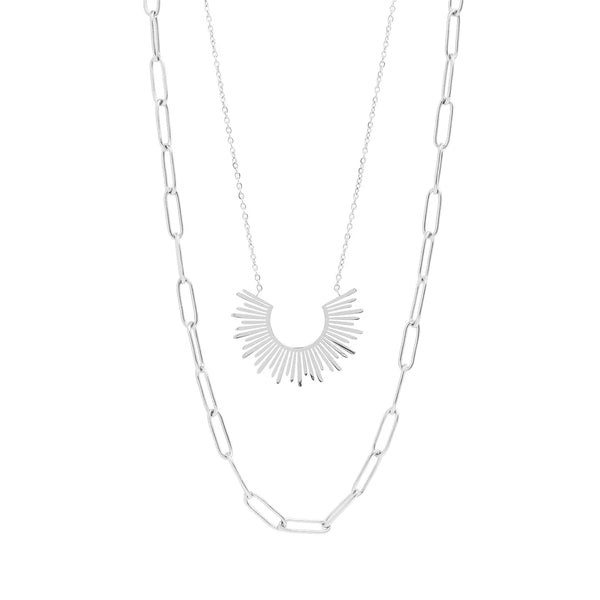 Paperchain sunburst layered necklace