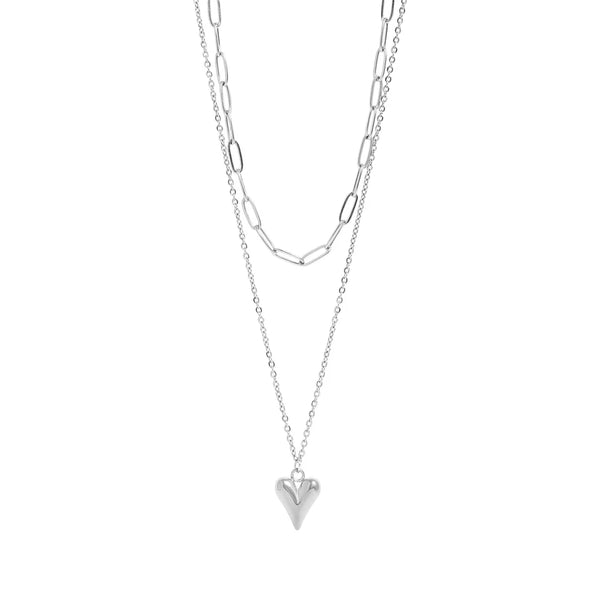 Paperchain heart layer necklace