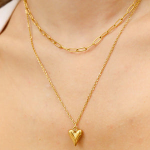 Paperchain heart layer necklace