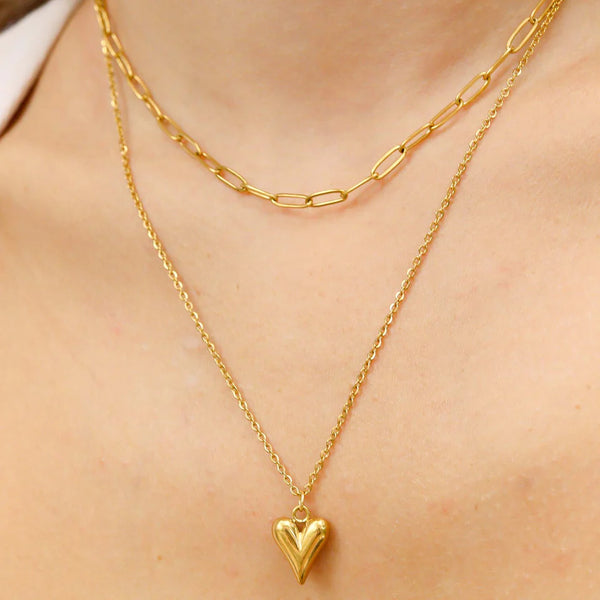 Paperchain heart layer necklace
