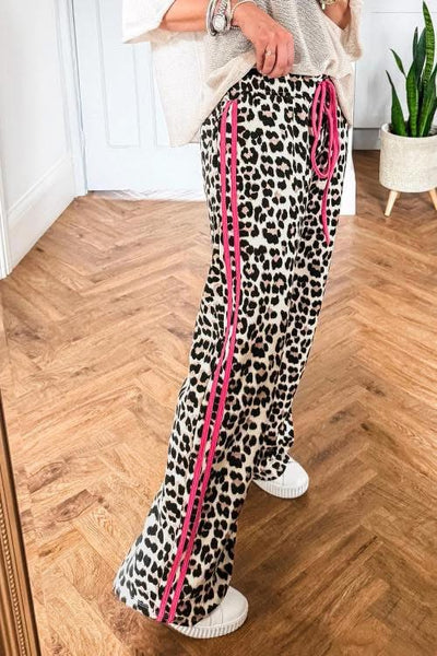 Racer stripe leopard pants
