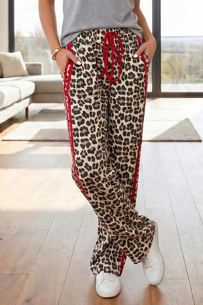 Racer stripe leopard pants