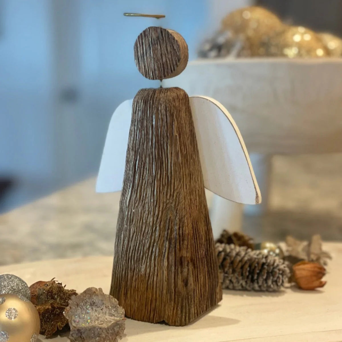 Grooved wood angel