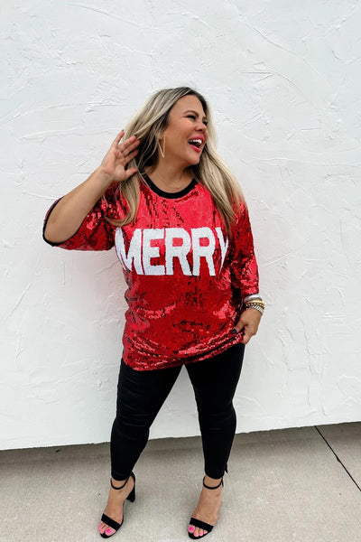 Merry and Joy sequin tops