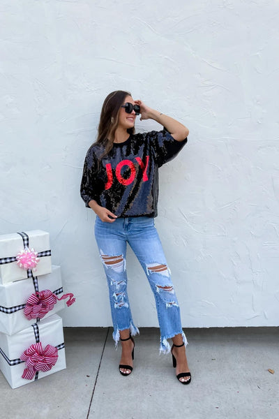 Merry and Joy sequin tops