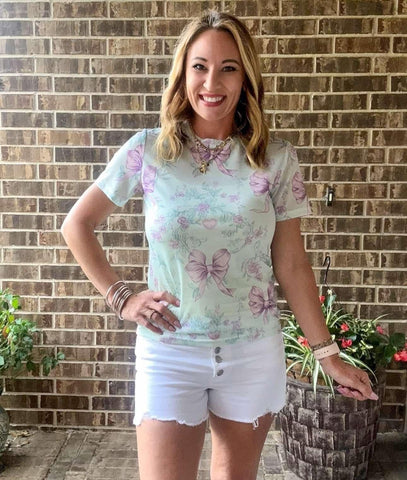 Floral mesh tops