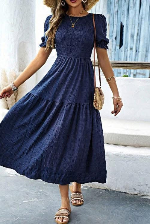 Navy smocked dress