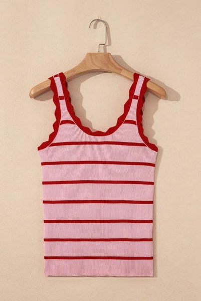 Scalloped U neck tank