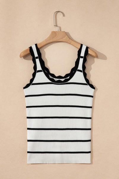 Scalloped U neck tank