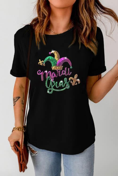 Sequin Mardi Gras tees