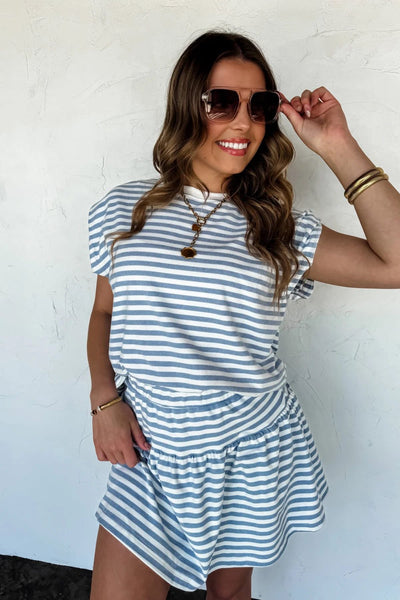 Coastal stripes skort set