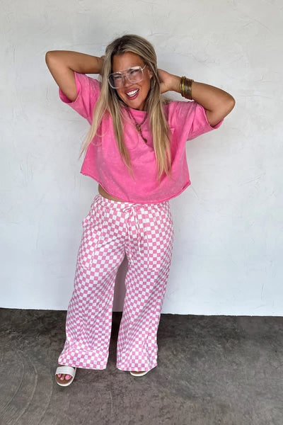 Haddie check wide leg