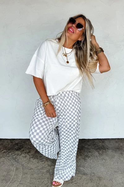 Haddie check wide leg