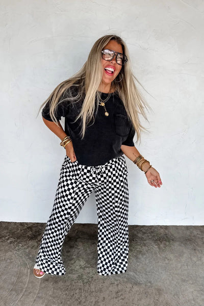 Haddie check wide leg