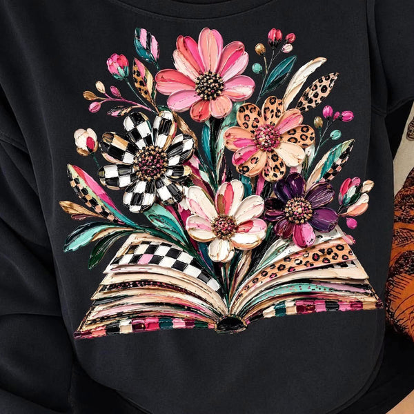 Sunflower  floral book tee