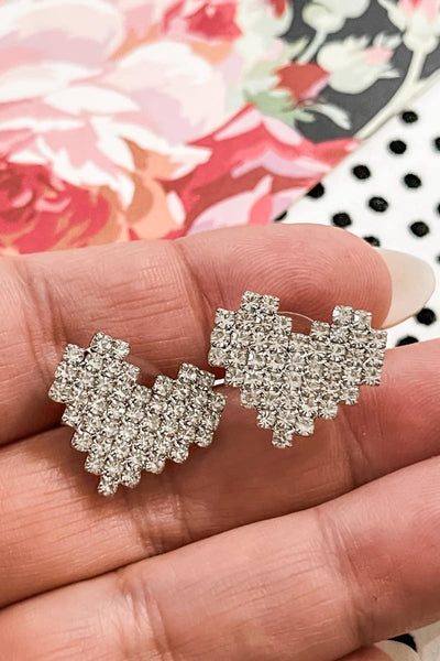 Heart rhinestone studs