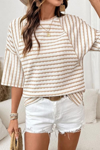 Stripe half sleeve top