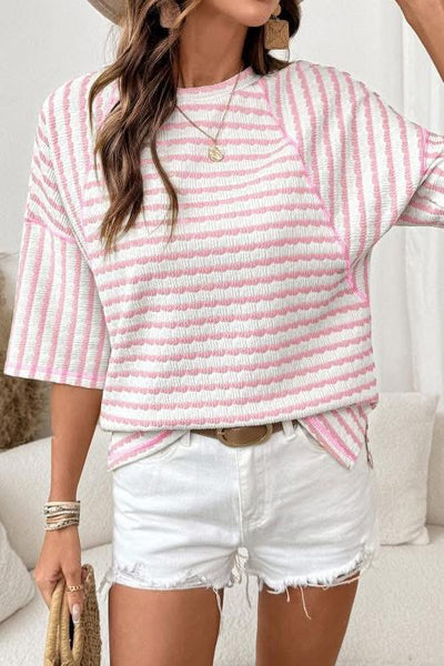 Stripe half sleeve top
