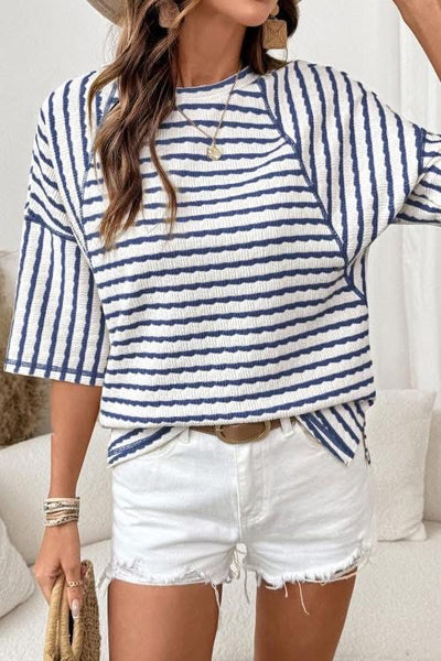 Stripe half sleeve top