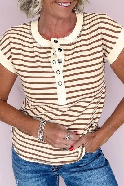 Red or brown stripe button up