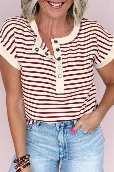 Red or brown stripe button up