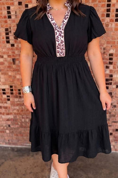 Plus size midi dress with leopard detail