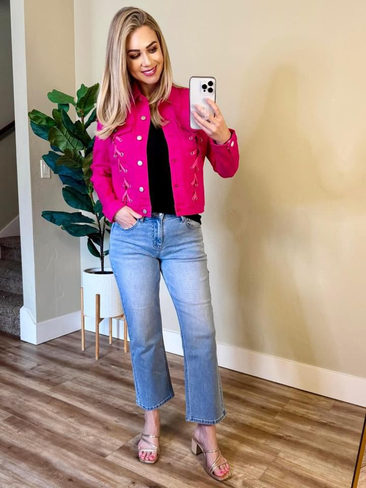 Magenta denim jacket
