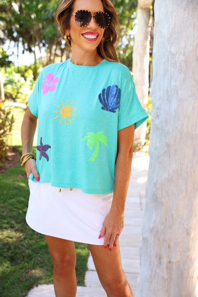 Sequin patch top