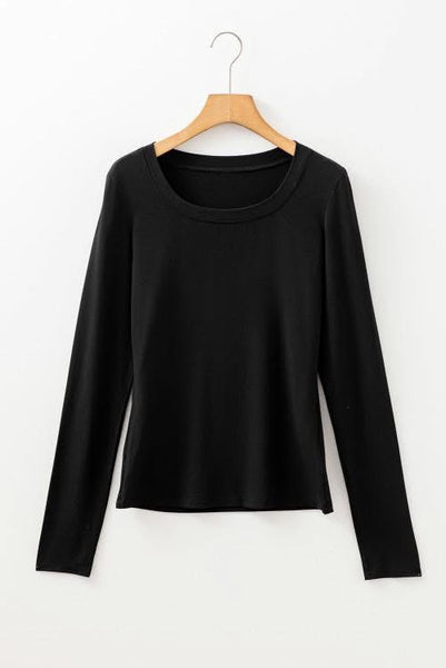 U neck long sleeve top