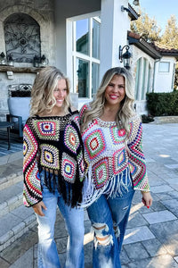 Boho crochet knit top