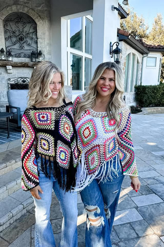 Boho crochet knit top