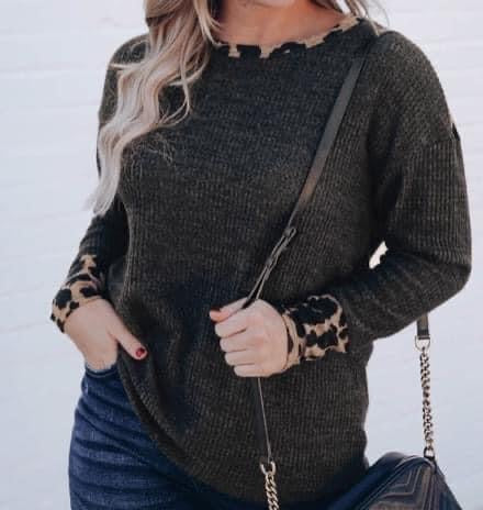 Haven black ribbed and leopard