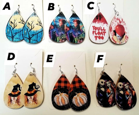 Wood Earrings fall / Halloween